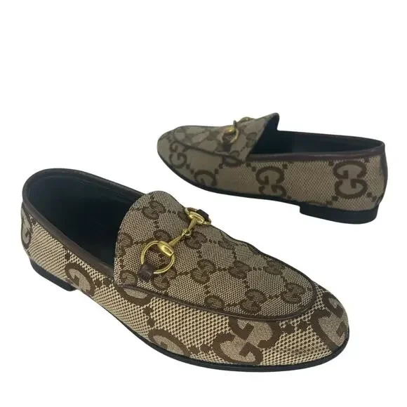 Gucci Jordaan Loafers GG Monogram Canvas in Rosewood with Leather Trim - Picture 5 of 16